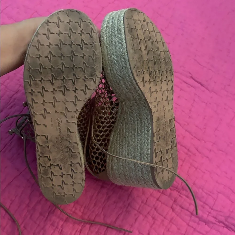 Gianvito Rossi Tan Lace-Up Espadrilles